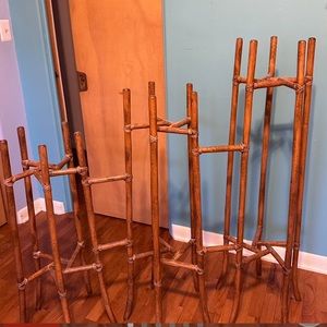 Vintage McGuire bamboo rattan plants stand
